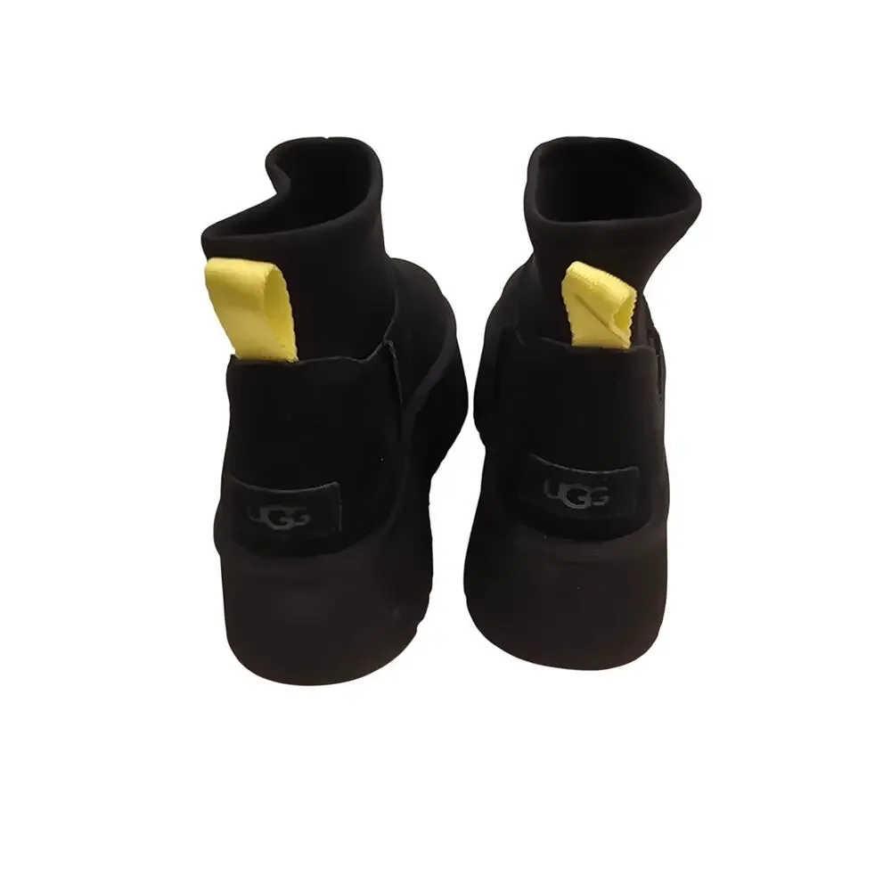 UGG Neoprene Platform Mini Boots Womens 8 Black Ultra Mini Slip On Shoes